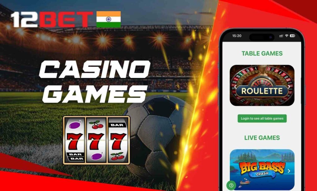 Casino games on the 12bet Indian app review
