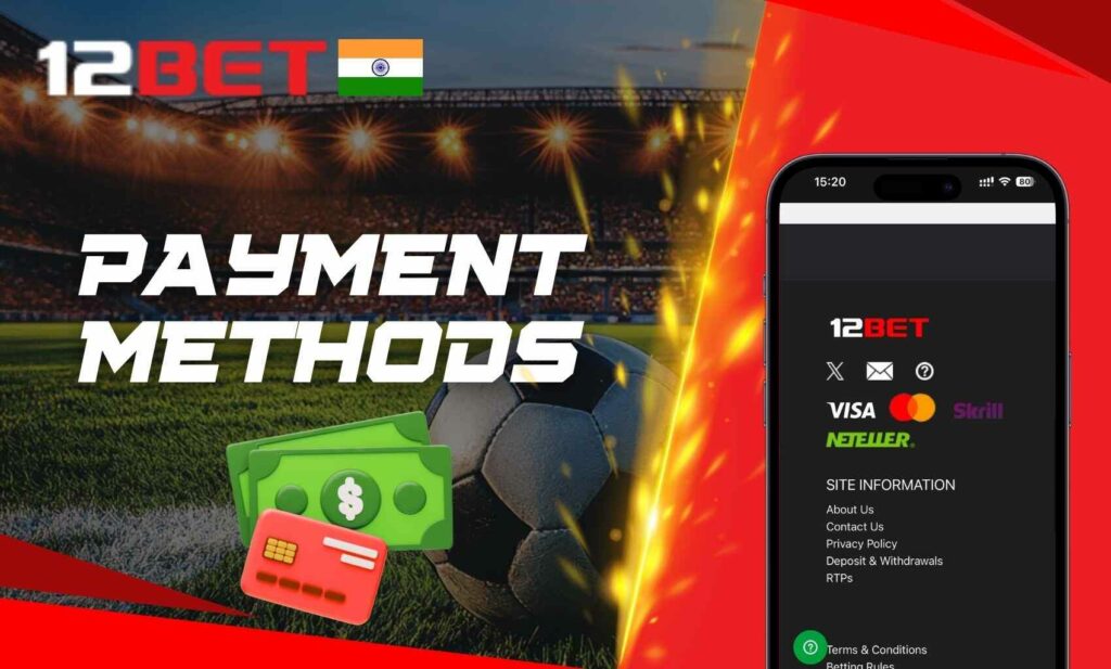 Payment methods on the 12bet Indian app