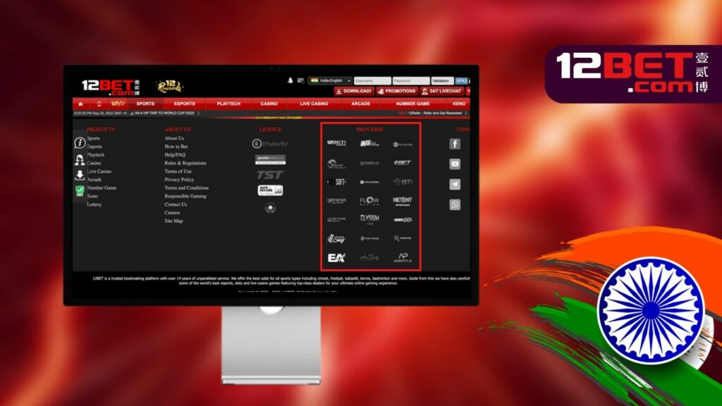 gaming providers of 12Bet India gambling site